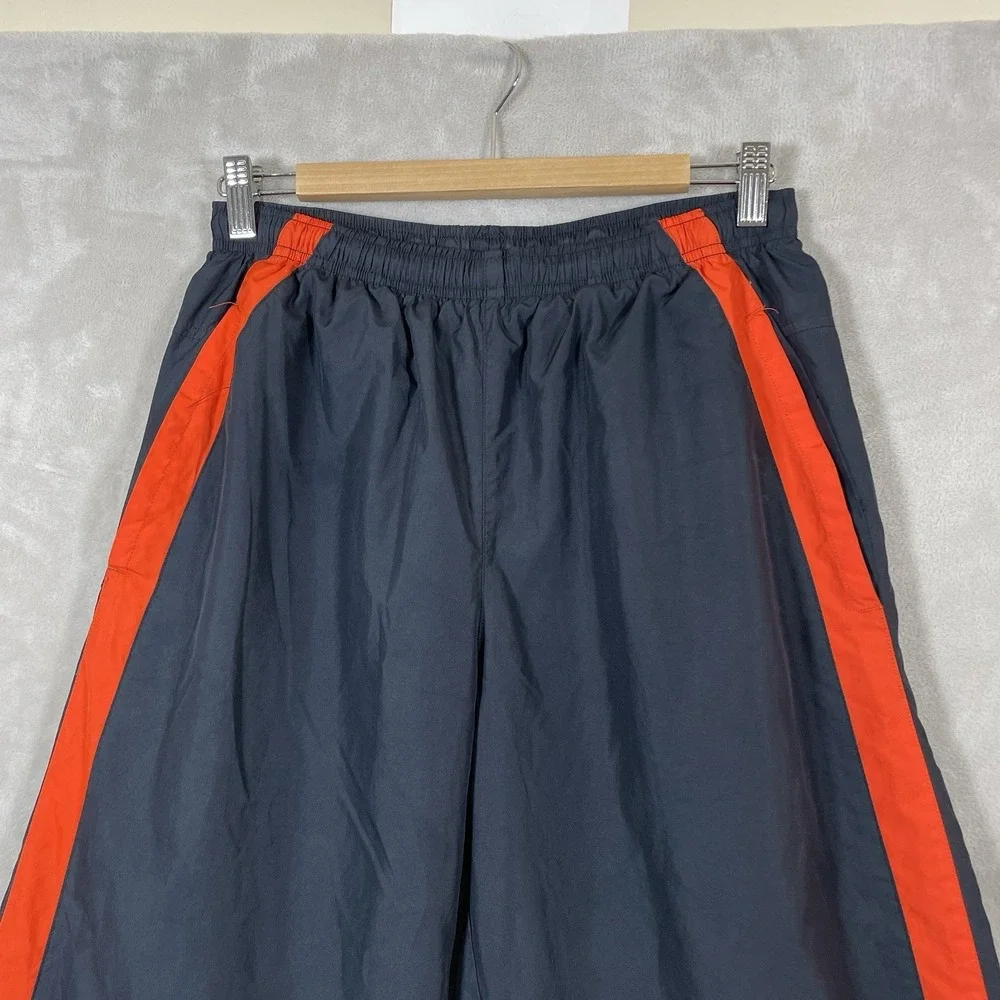Vtg Y2K Nike Track Pants Mens Medium Black Orange Lined Logo Techno 2000s Nylon